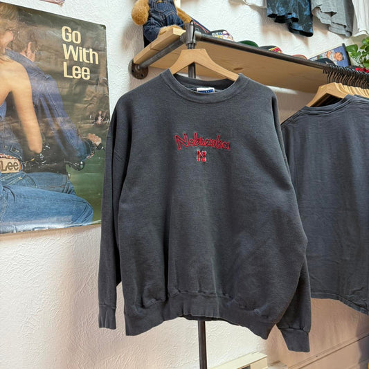 Vintage 90s Nebraska Huskers Embroidered Crewneck - X-Large
