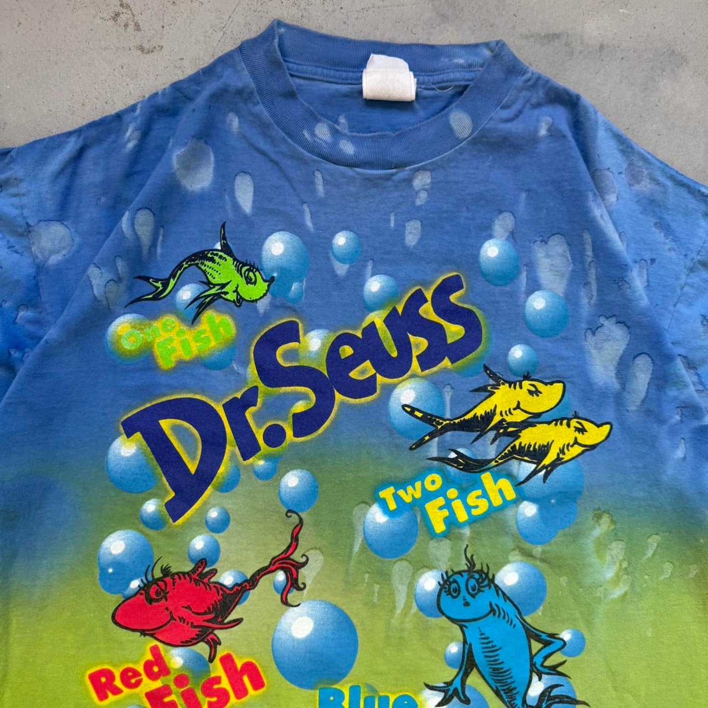 Vintage 90s Dr Seuss Red Fish Tie Dye T-Shirt - X-Large