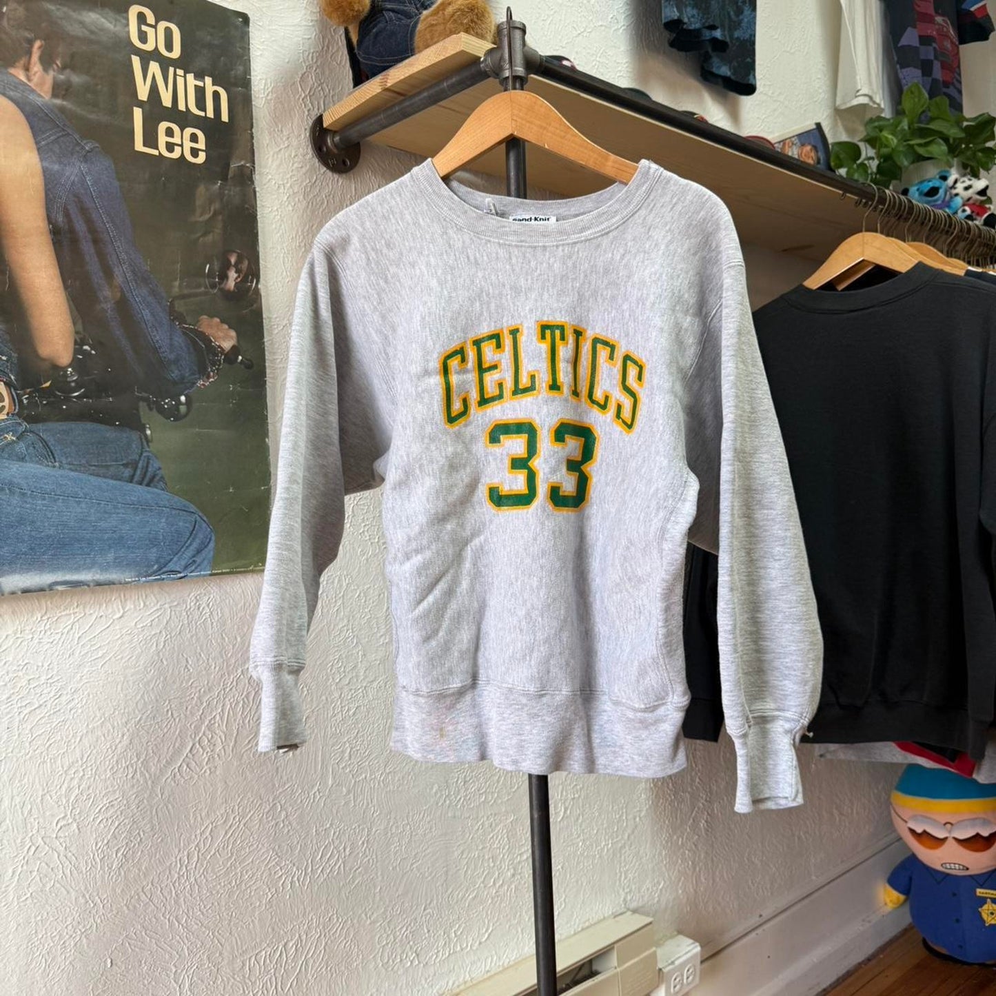 Vintage 80s Boston Celtics Larry Bird Sand Knit NBA Crewneck - Medium