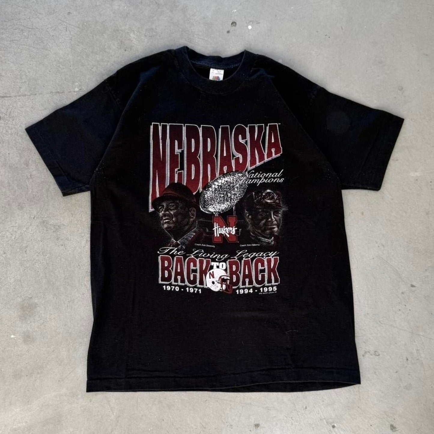 Vintage 90s Nebraska Huskers Back to Back National Champions Trophy T-Shirt - X-Large