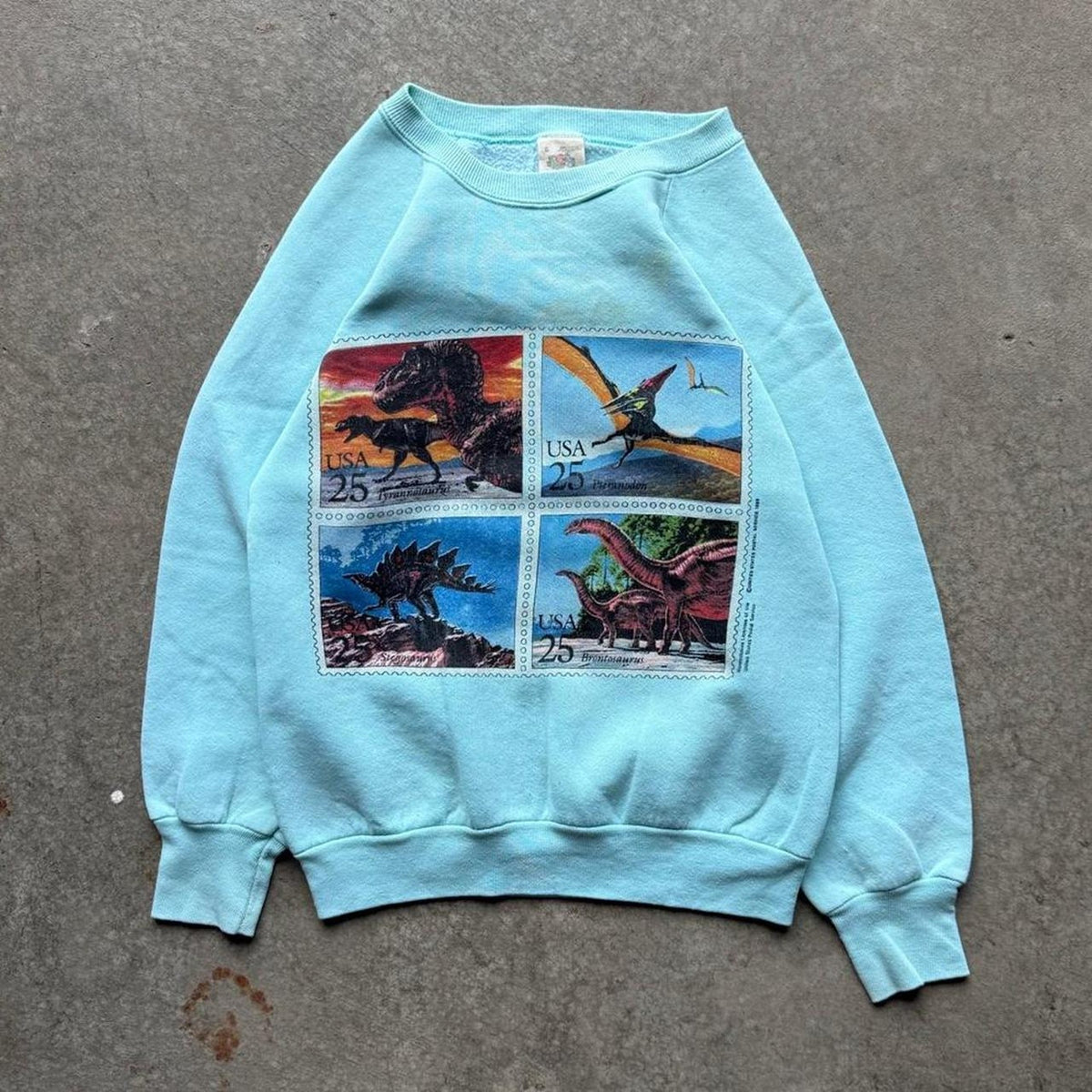 Vintage 90s Dinosaur USPS Stamps Crewneck - Small