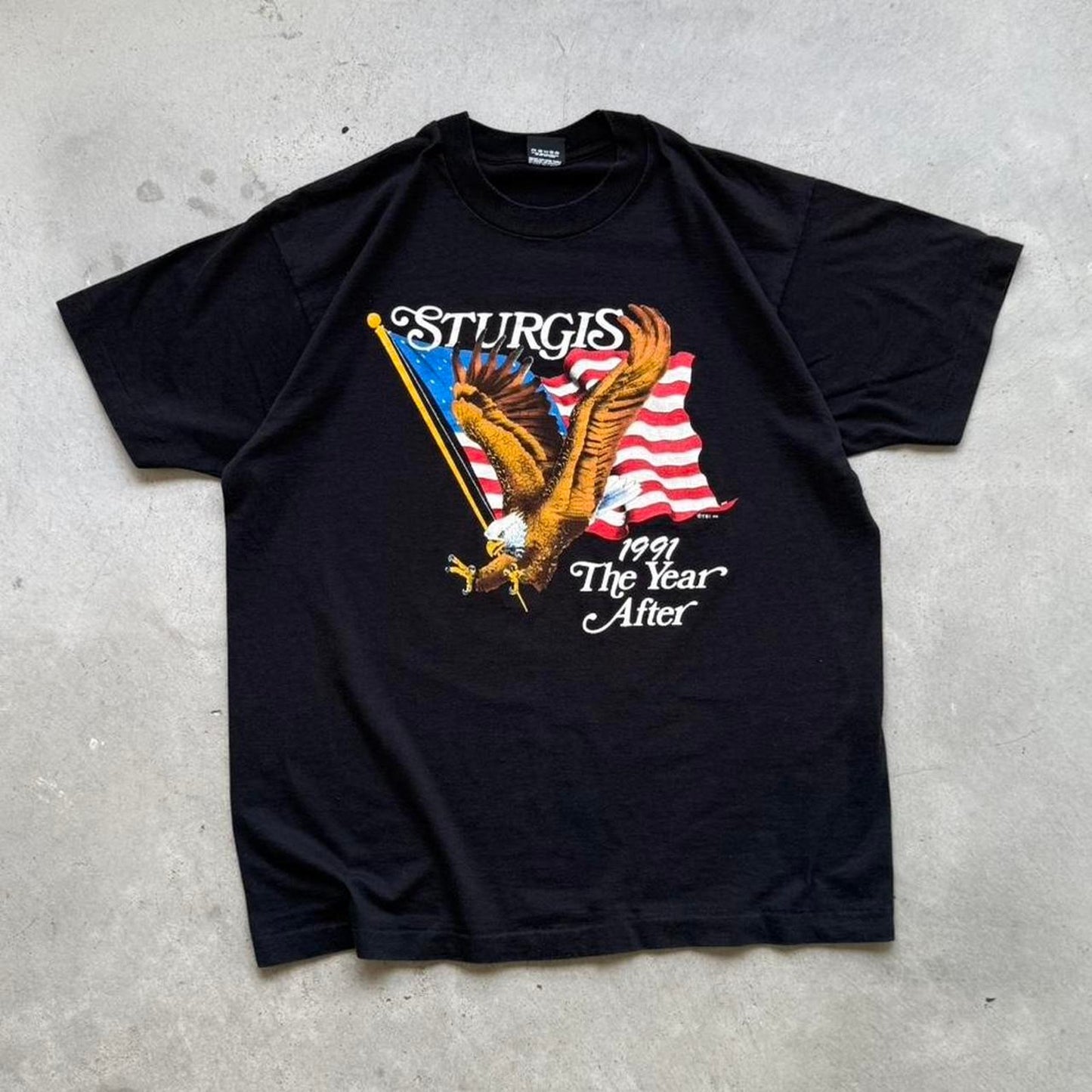 Vintage 90s Sturgis Eagle USA Flag Biker T-Shirt - X-Large