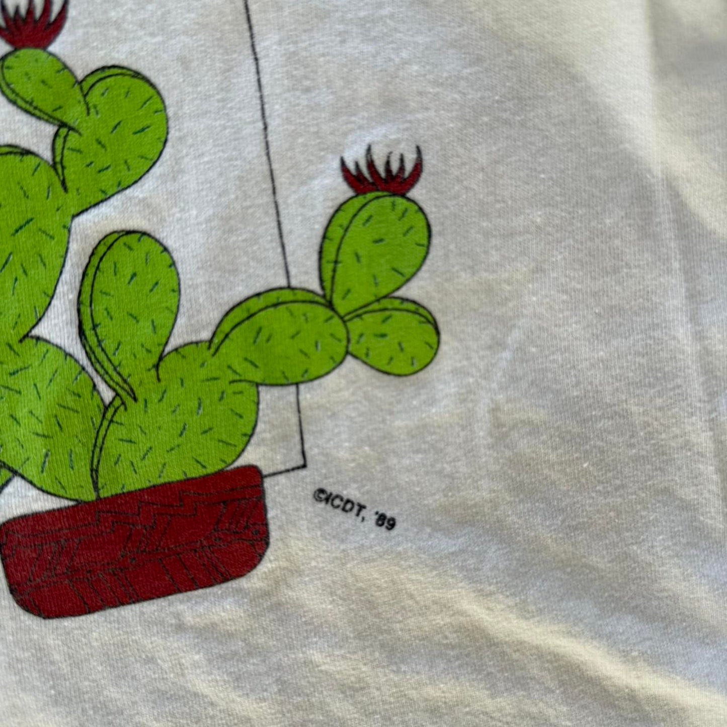Vintage 80s Cactus Plant Art Style Tank Top - Kids X-Large