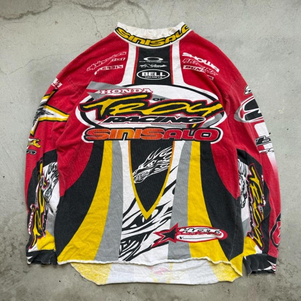 Vintage Oakley Troy Racing Sinisalo Biker Long Sleeve T-Shirt - Large