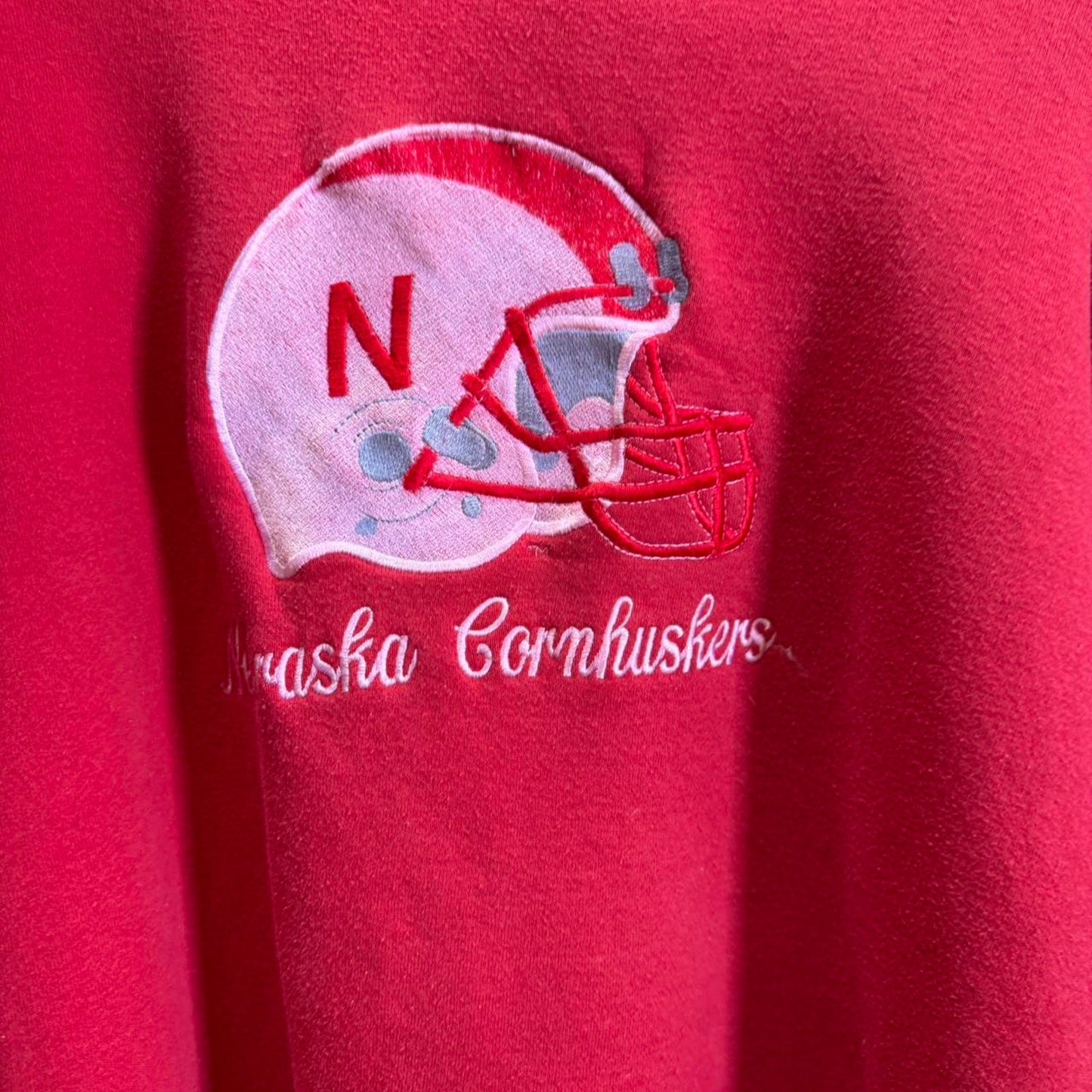 Vintage 90s Nebraska Huskers Football Helmet Embroidered Crewneck