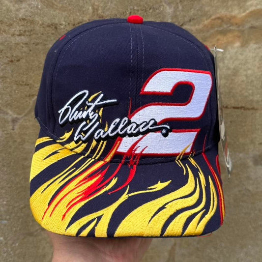 Vintage 90s Rusty Wallace NASCAR Flame Fire Snapback