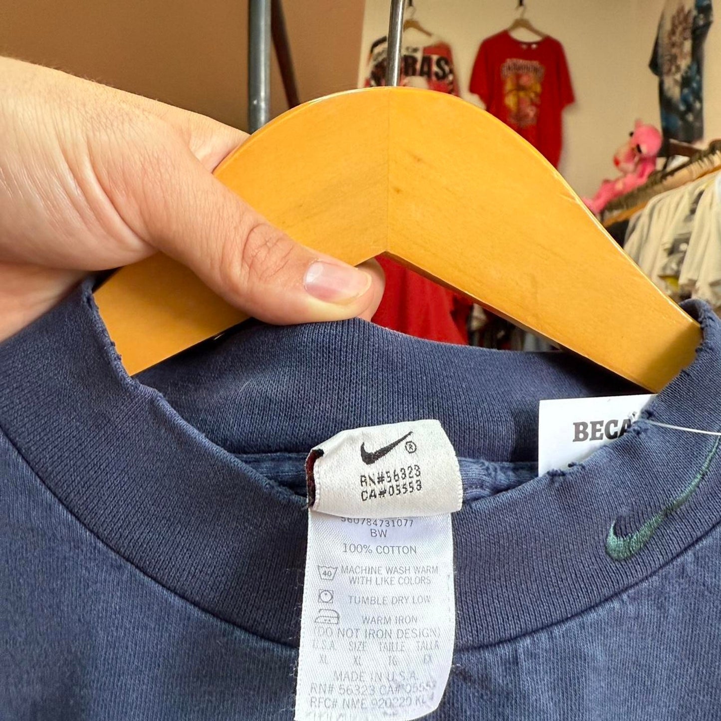 Vintage 90s Nike Mock Neck Swoosh Check Long Sleeve T-Shirt