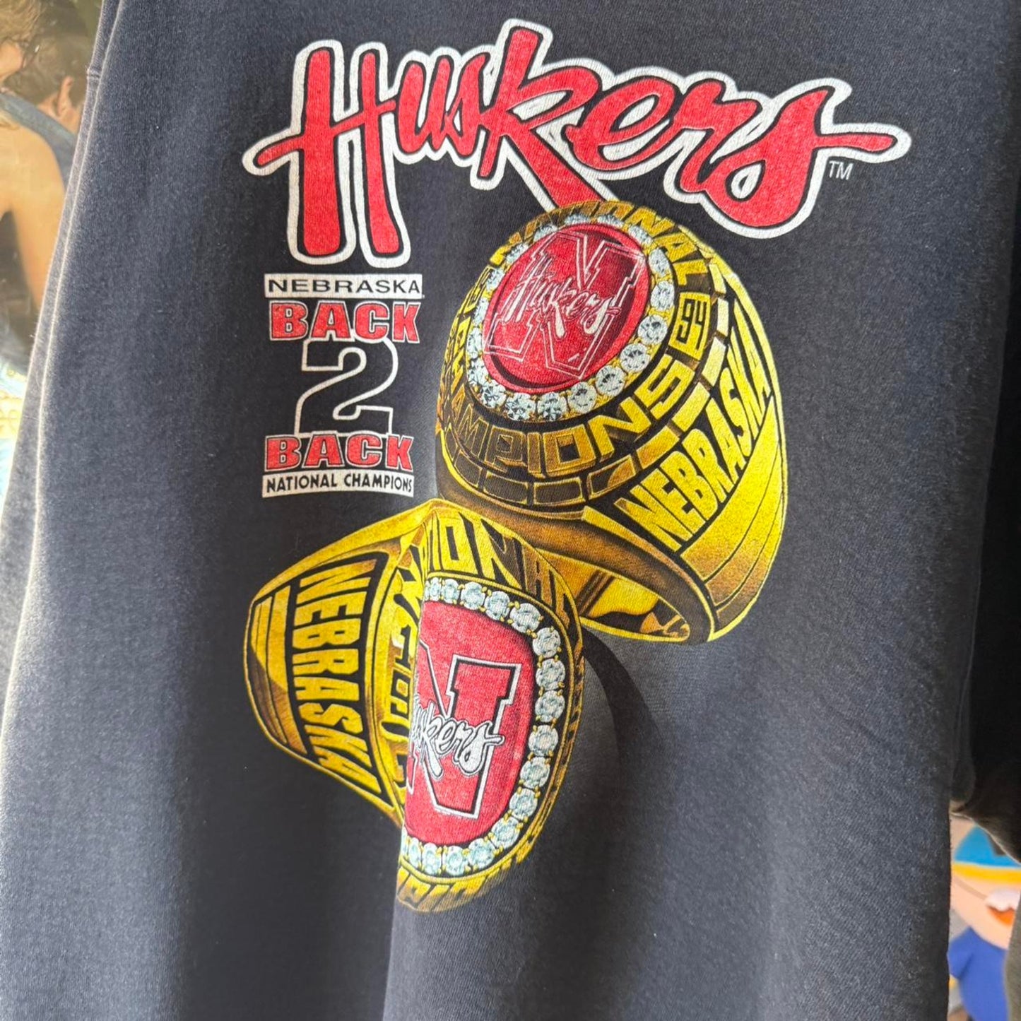 Vintage 90s Nebraska Huskers National Championship Double Ring Crewneck - X-Large