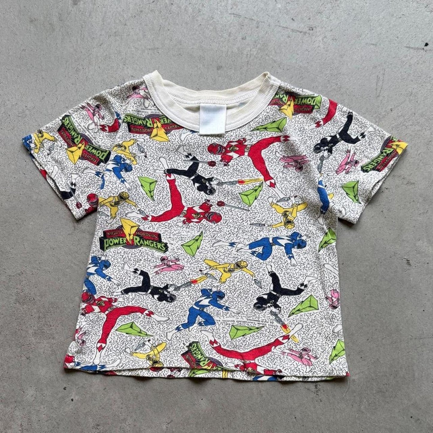 Vintage 90s Power Rangers All Over Print T-Shirt - Kids Small 6-7