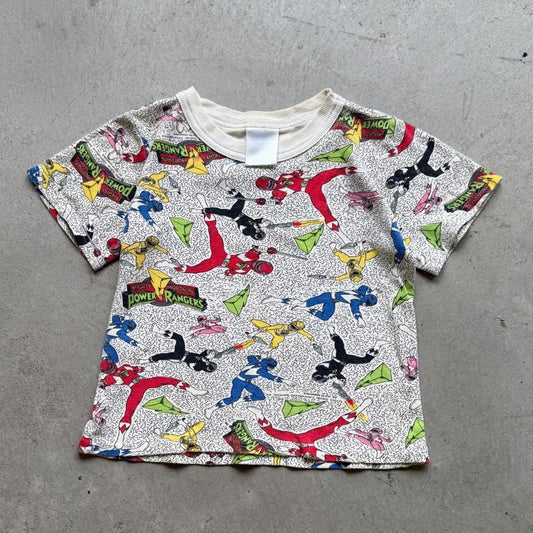 Vintage 90s Power Rangers All Over Print T-Shirt - Kids Small 6-7