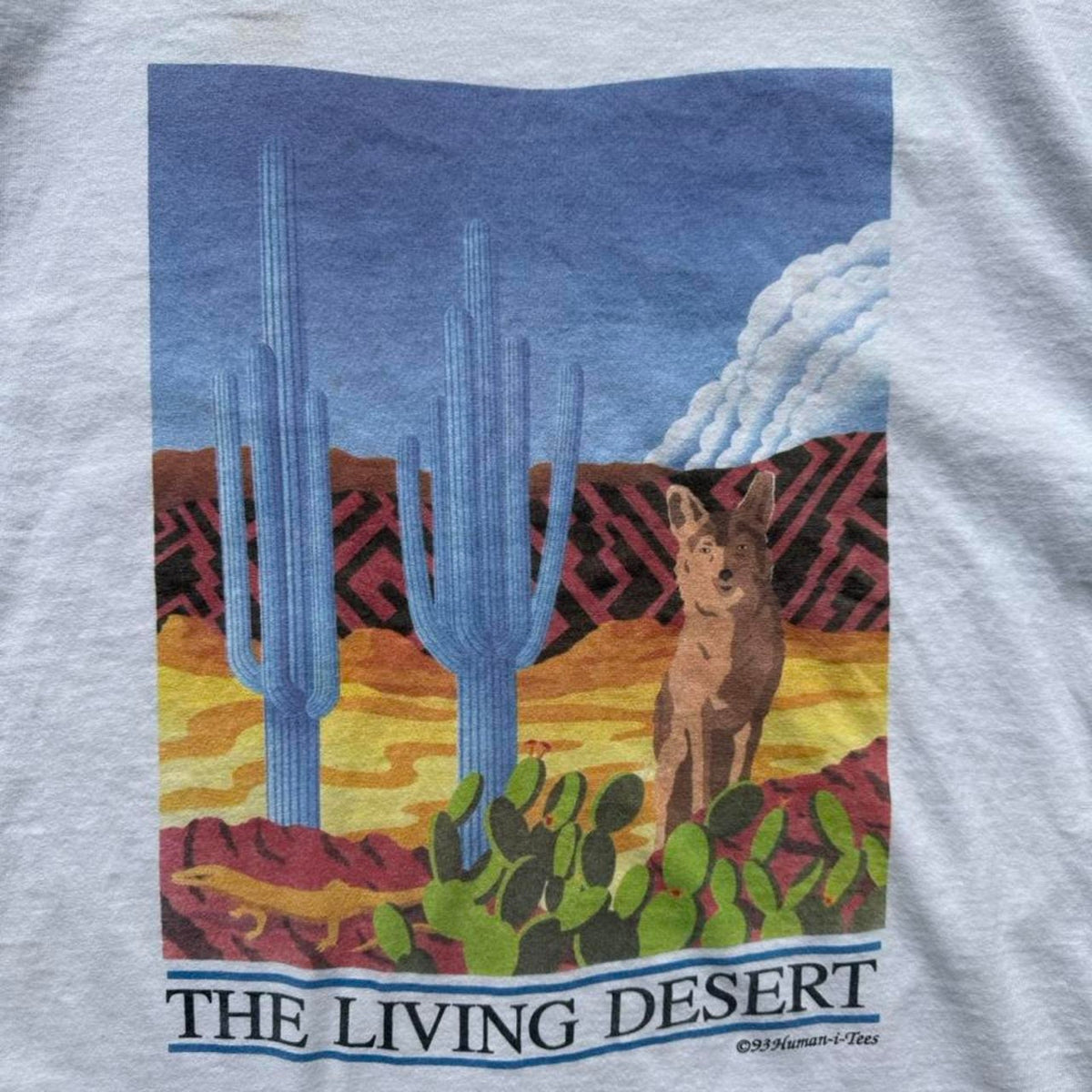 Vintage 90s The Living Desert Animal Nature Wolf T-Shirt - X-Large