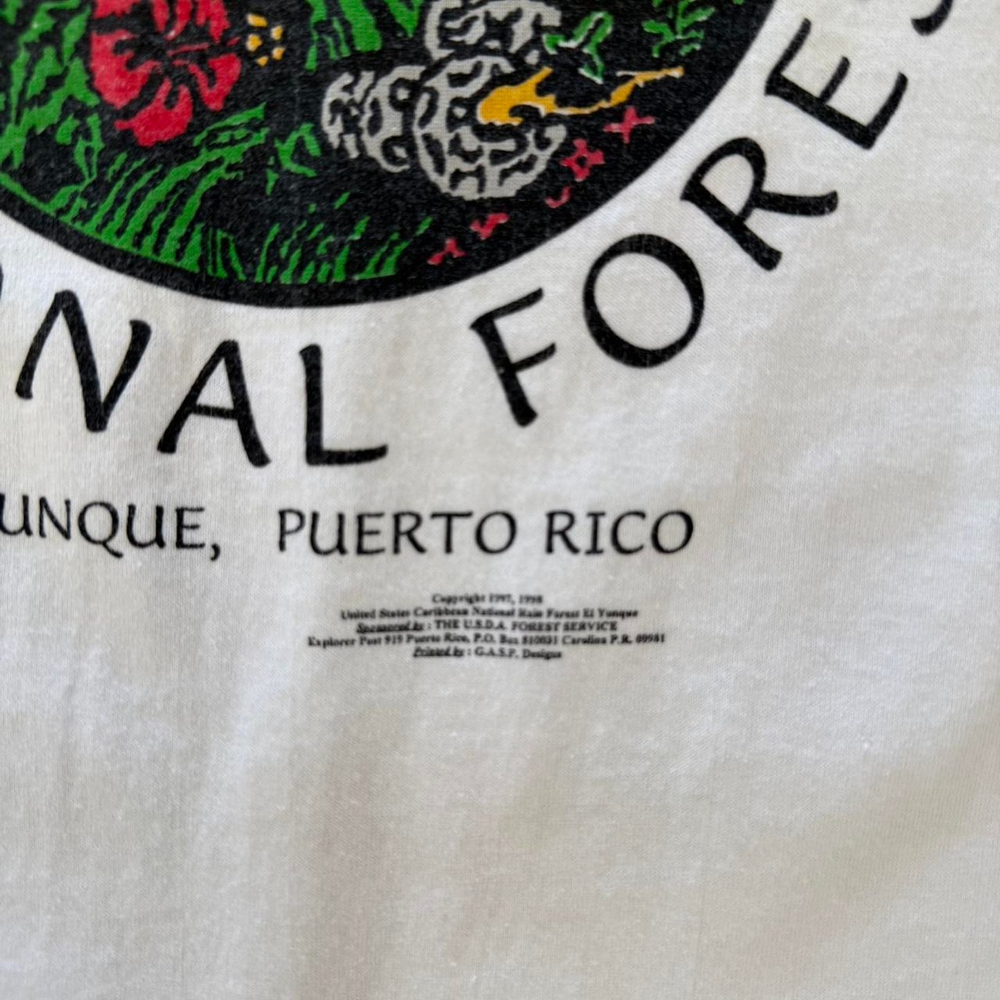 Vintage 90s Caribbean National Forest Frog Nature Animal T-Shirt - X-Large