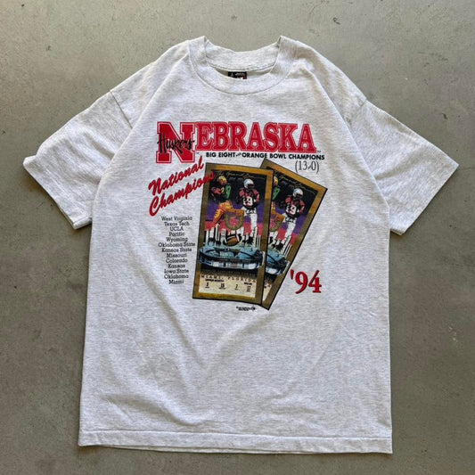 Vintage 1994 Nebraska Huskers National Champions Ticket Stub T-Shirt - Large