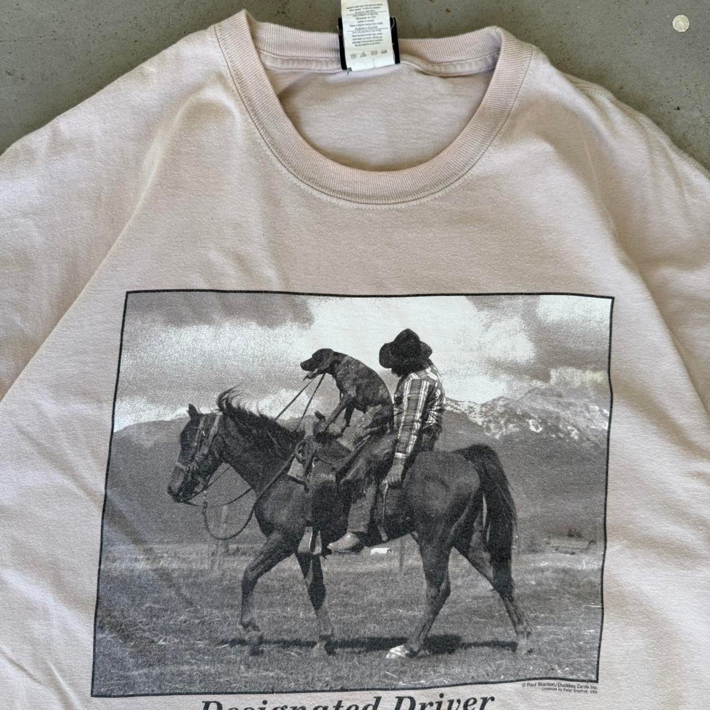 Vintage Designated Driver Cowboy Dog Horse Humor T-Shirt - X-Large