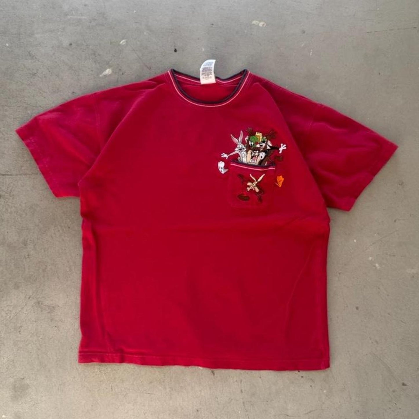 Vintage 90s Looney Tunes Cartoon Taz Pocket T-Shirt - Large