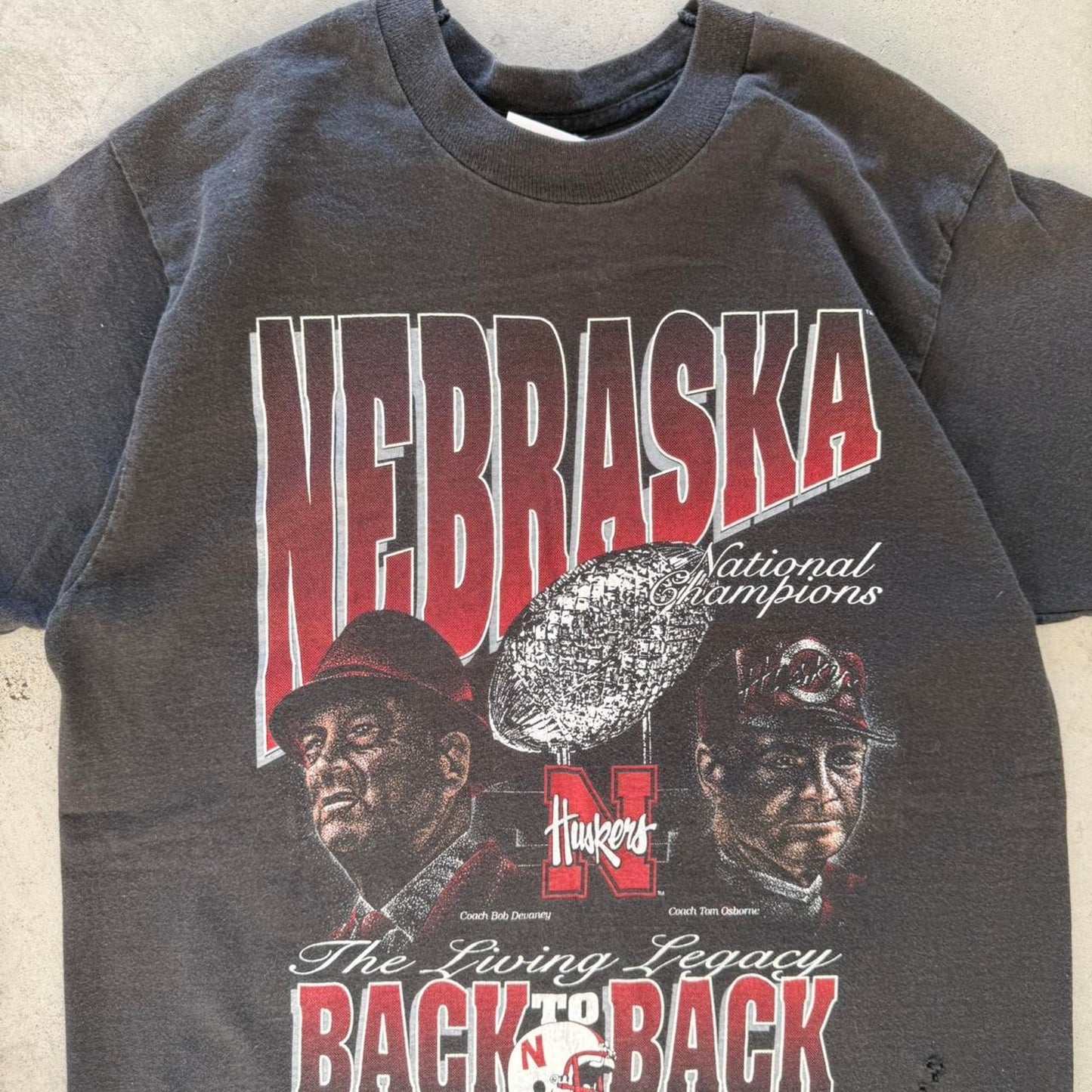 Vintage 90s Nebraska Huskers Back to Back National Champions Trophy T-Shirt - Medium