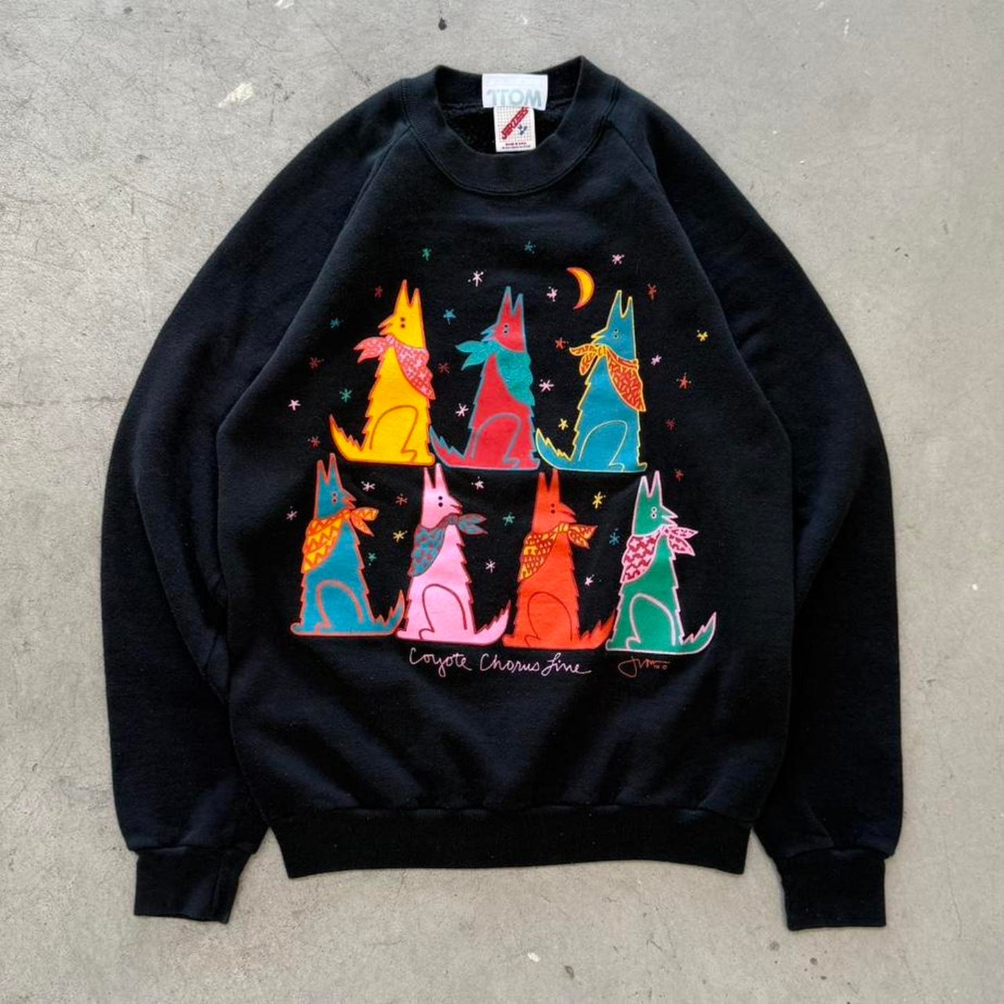 Vintage 90s Wolf Animal Art Style Crewneck - Medium
