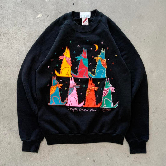 Vintage 90s Wolf Animal Art Style Crewneck - Medium