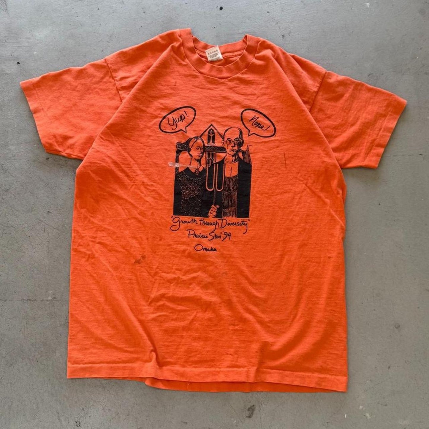 Vintage 90s American Gothic Parody Omaha Nebraska T-Shirt - X-Large