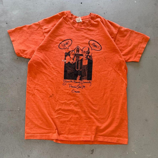 Vintage 90s American Gothic Parody Omaha Nebraska T-Shirt - X-Large