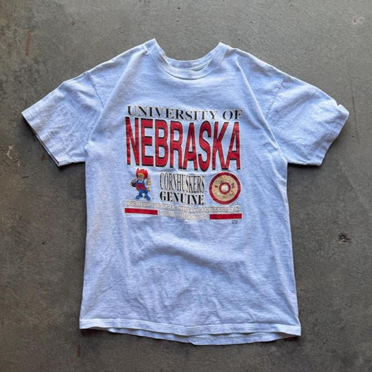 Vintage 90s Nebraska Huskers School Crest T-Shirt - X-Large