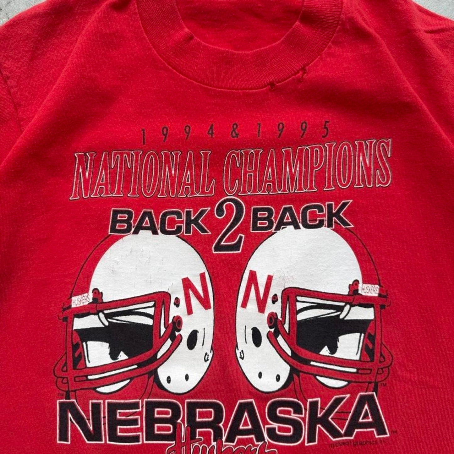 Vintage 90s Nebraska Back to Back Husker T-Shirt - Kids 10-12