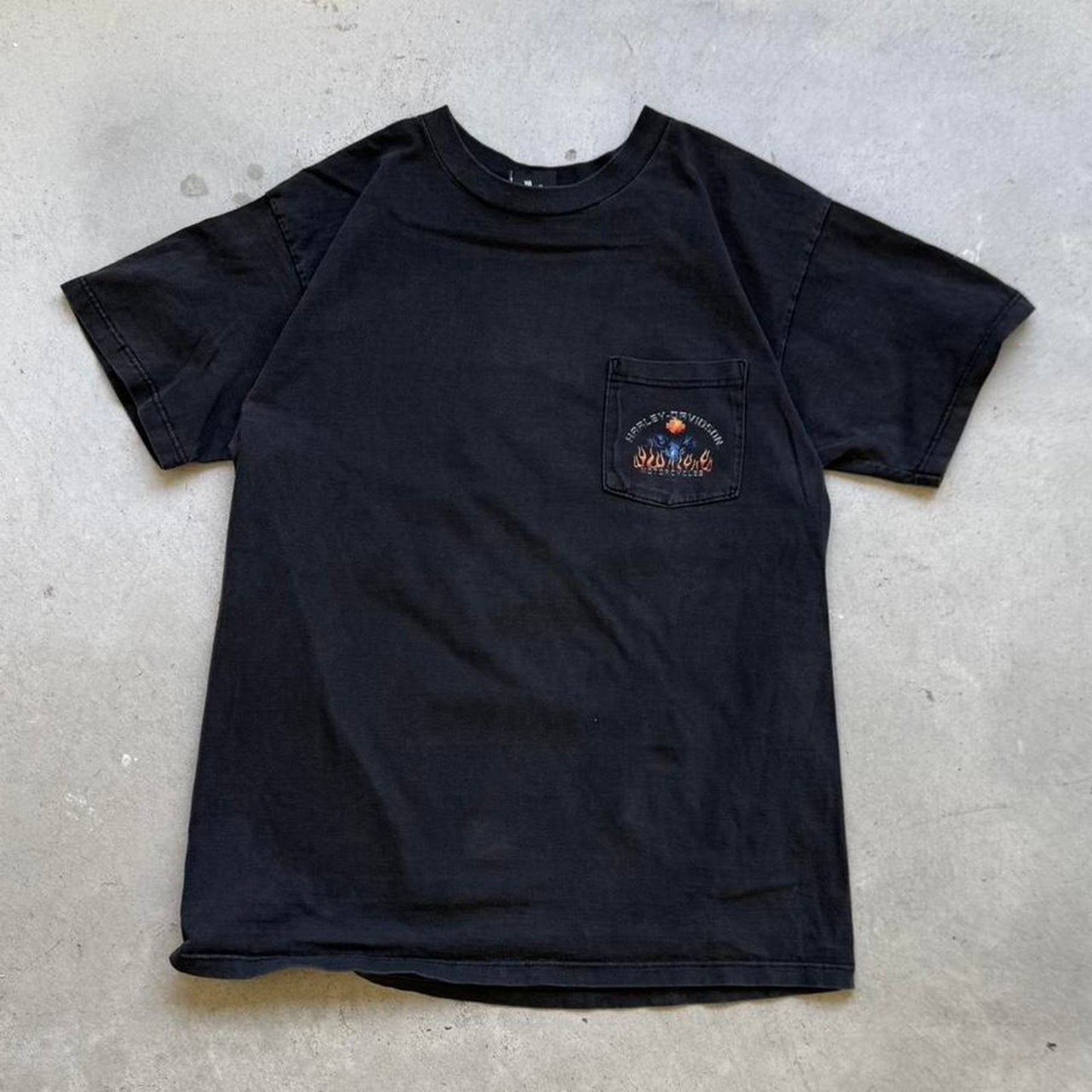 Vintage Y2K Harley Davidson Motorcycles Flame Pocket T-Shirt - Large