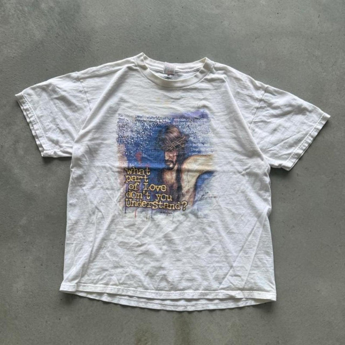 Vintage 90s Jesus What Part of Love Distressed T-Shirt - X-Large