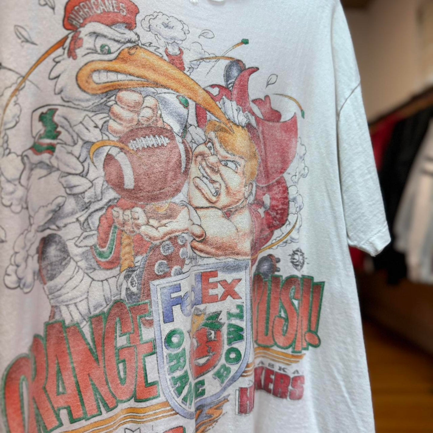 Vintage 90s Nebraska Huskers FedEx Orange Bowl Strangle Herbie T-Shirt - Large