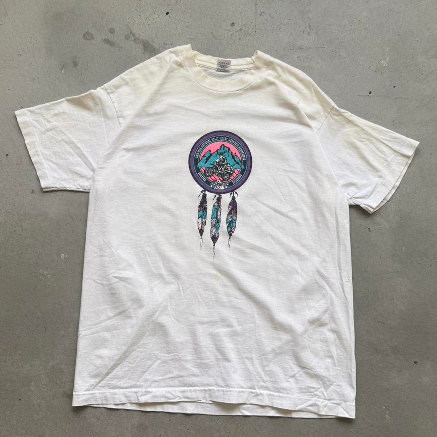 Vintage 90s Rocky Mountain Rally Motorcycle Biker Dreamcatcher T-Shirt - X-Large