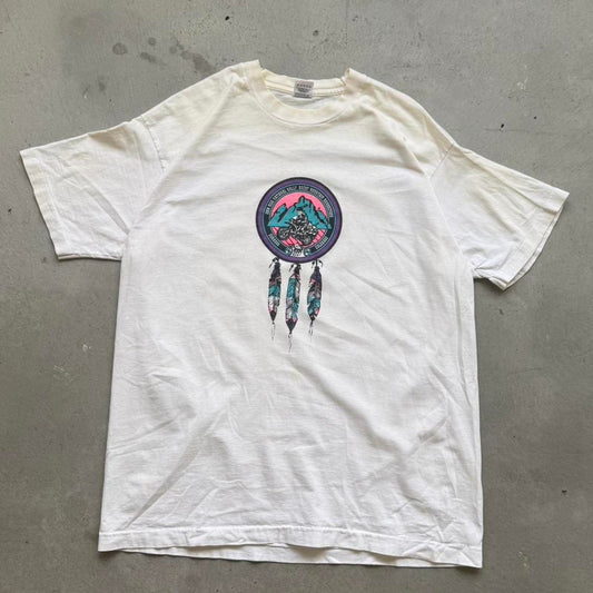 Vintage 90s Rocky Mountain Rally Motorcycle Biker Dreamcatcher T-Shirt - X-Large