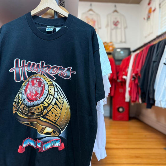 Vintage 90s Nebraska National Championship Ring T-Shirt - X-Large