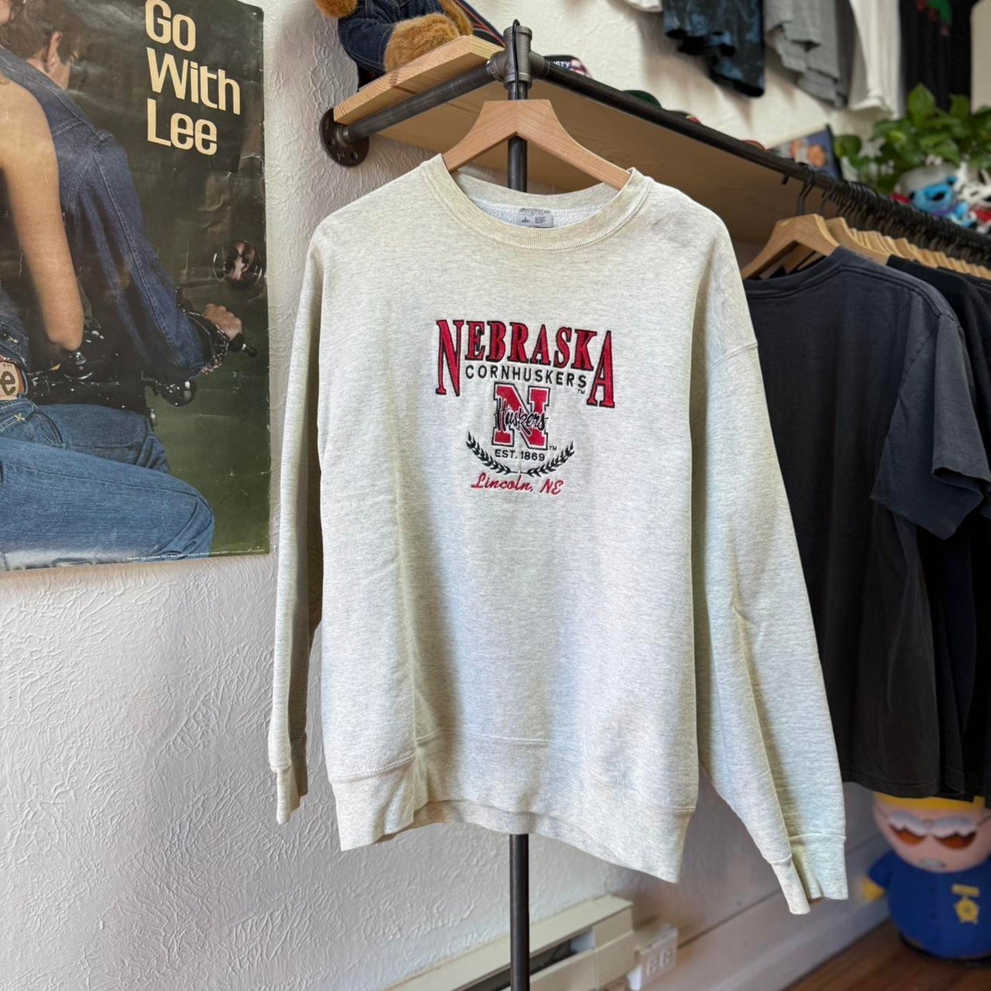 Vintage 90s Nebraska Huskers Embroidered Crewneck - Large