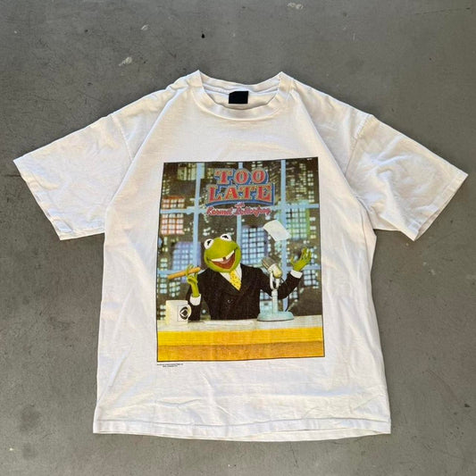 Vintage 90s Kermit the Frog Too Late Night Show T-Shirt - X-Large