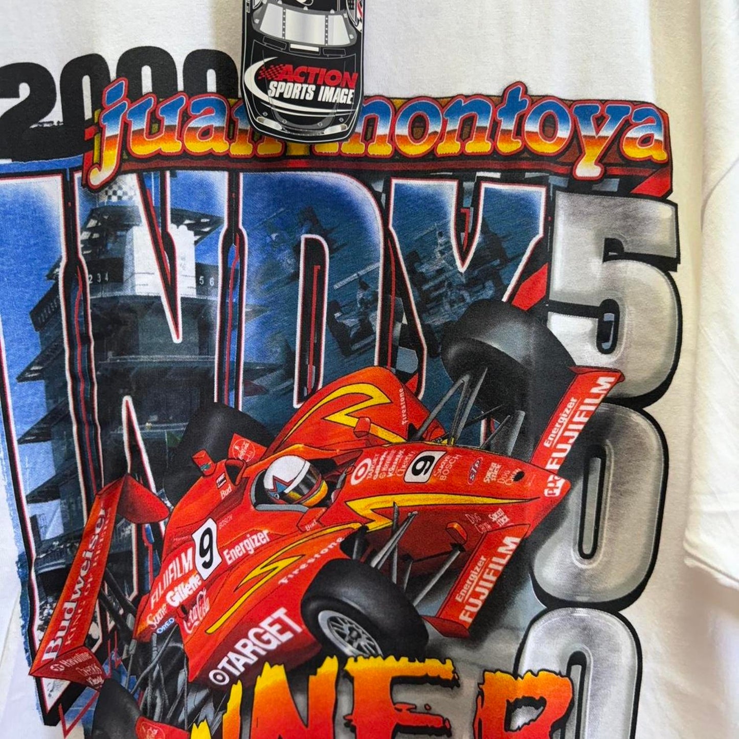 Vintage 2000 Juan Montoya Indy 500 Nacsar Racing T-Shirt - Large