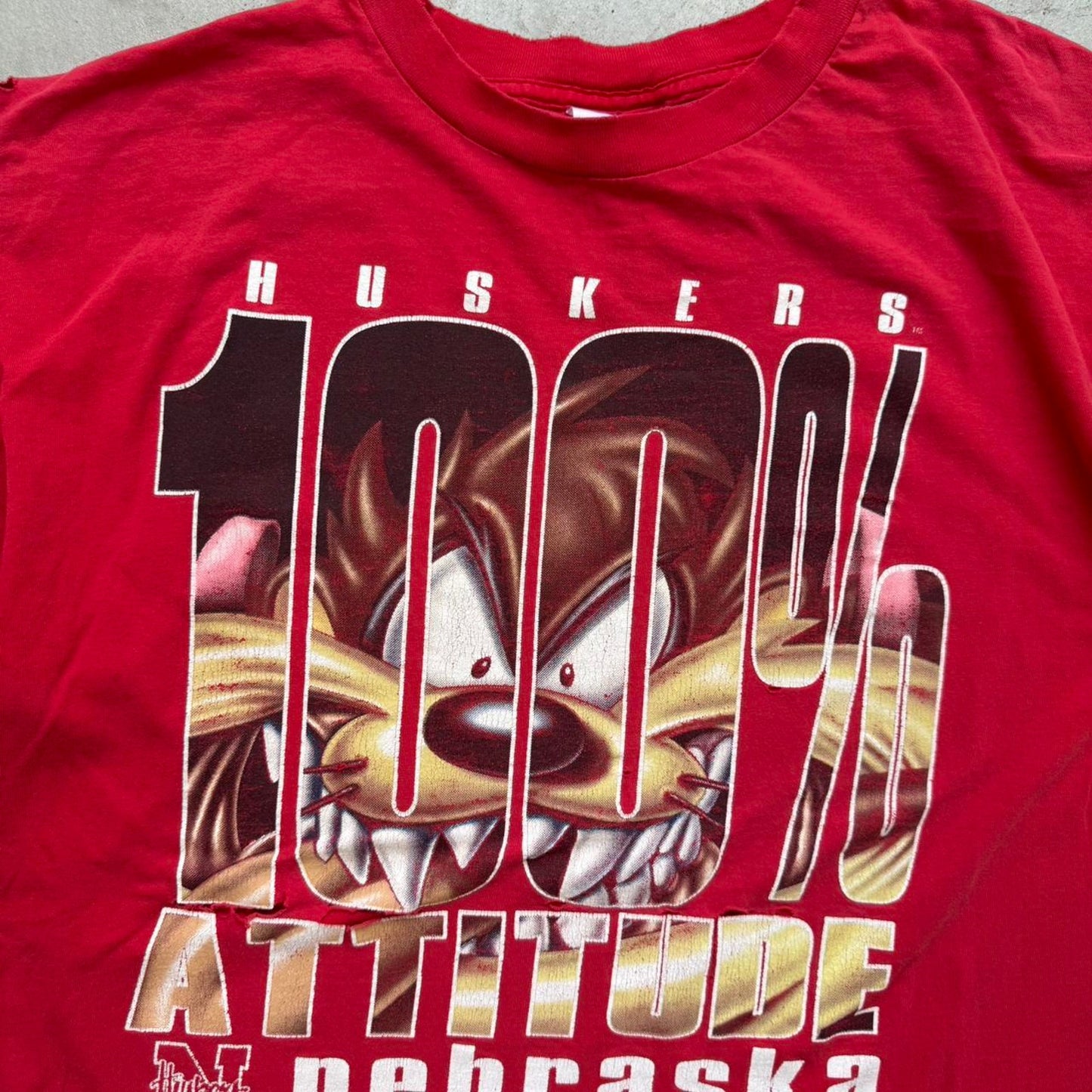 Vintage 90s Nebraska Huskers Taz Looney Tunes T-Shirt - X-Large