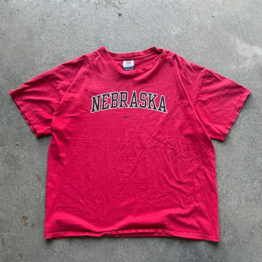 Vintage 90s Faded Nike Center Swoosh Nebraska Huskers T-Shirt - XX-Large