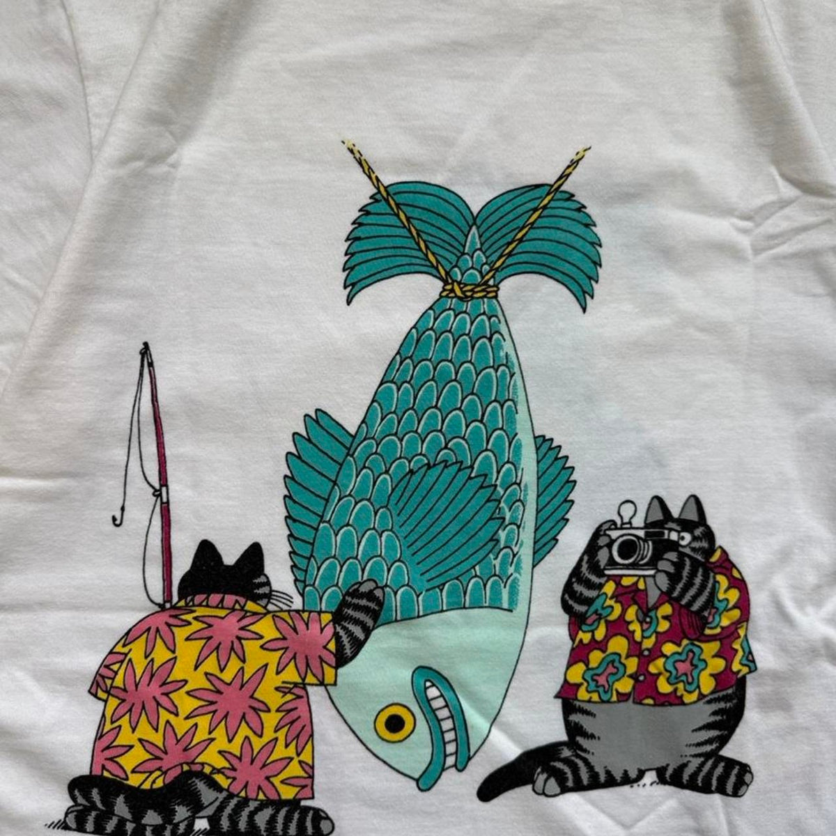 Vintage B Kliban Crazy Shirts Fishing Fish T-Shirt - Large