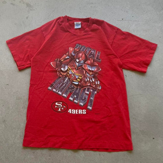 Vintage 90s San Francisco 49ers Superhero NFL T-Shirt - Kids 14-16