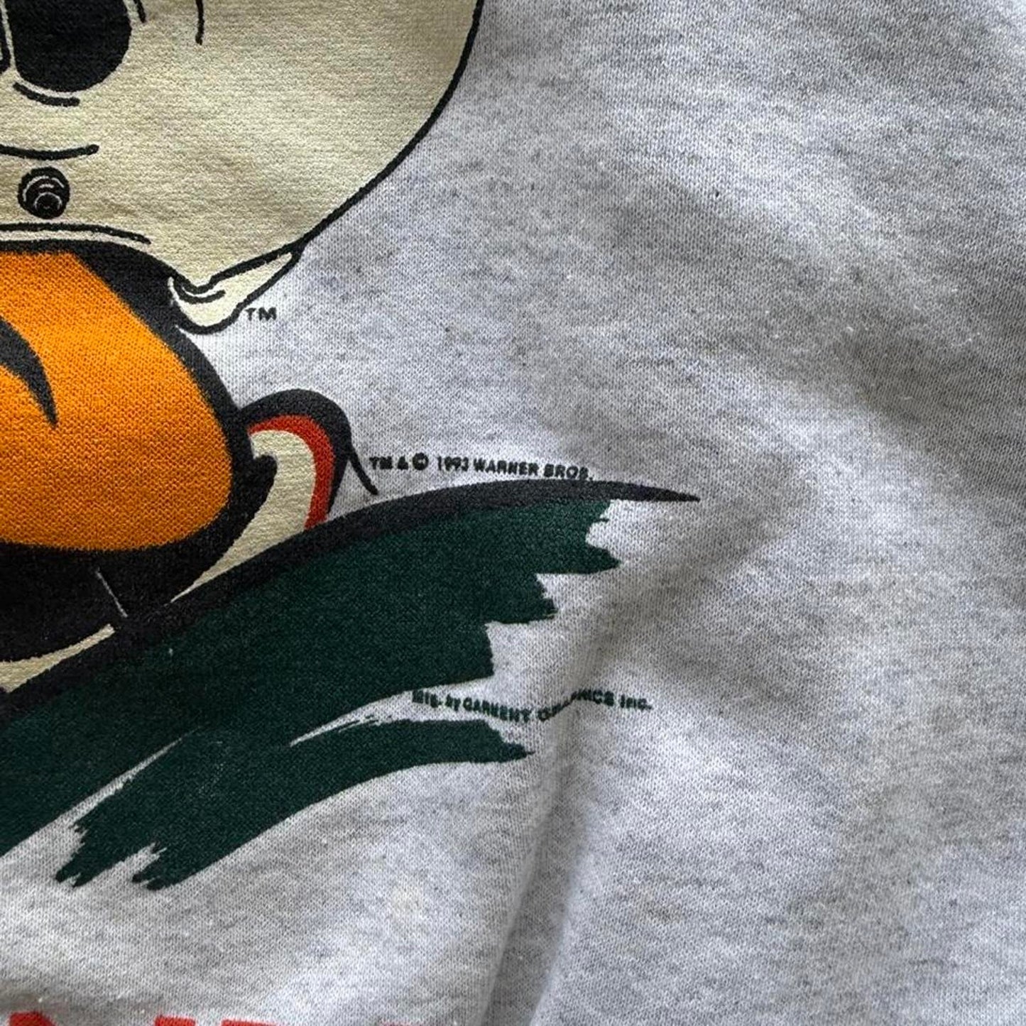 Vintage 90s Miami Hurricanes Daffy Duck Looney Tunes Crewneck - Large