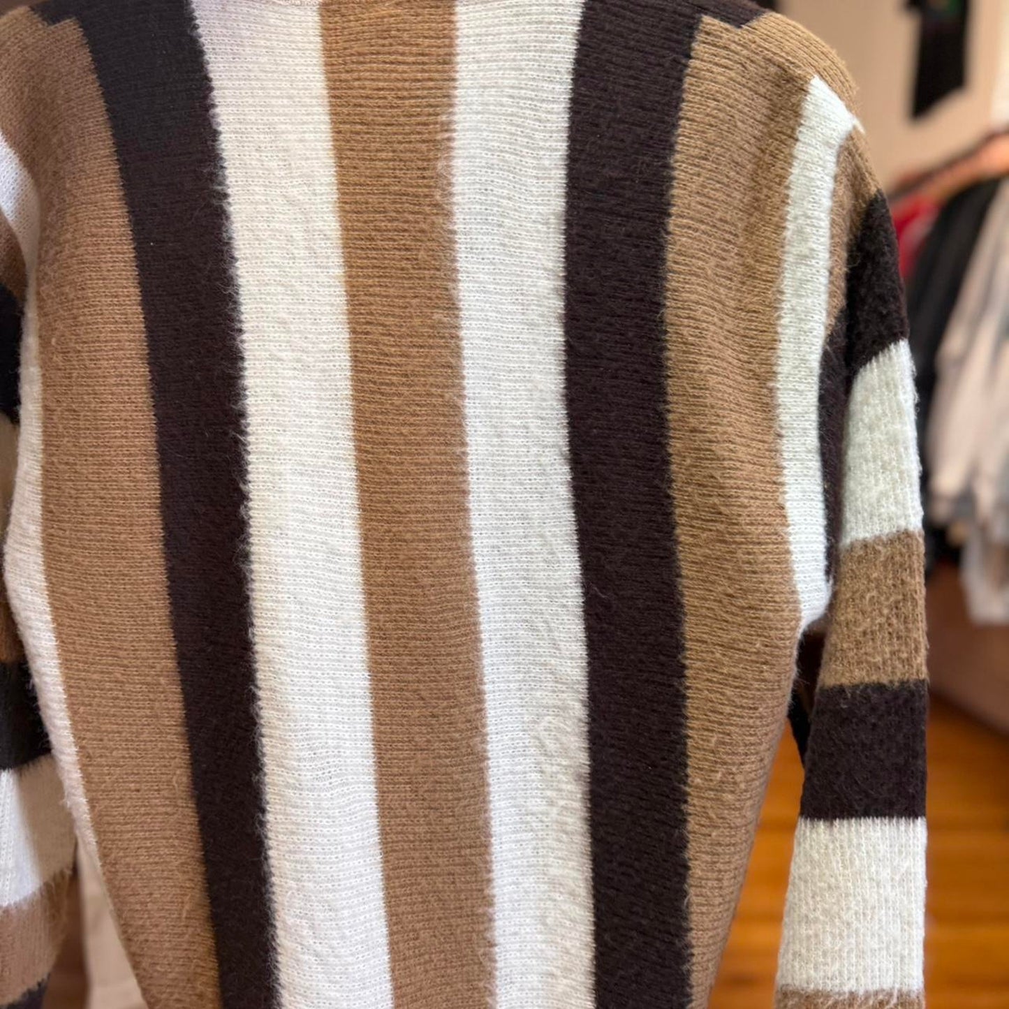 Vintage 89s Striped Tonal Cardigan Sweater - Medium