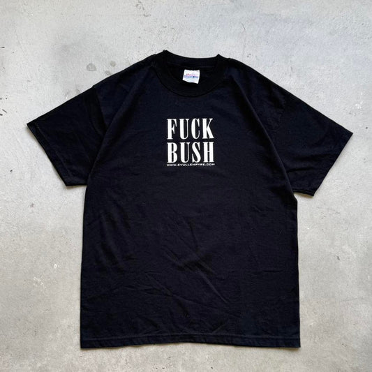 Vintage Y2K Fuck Bush Text T-Shirt - Medium
