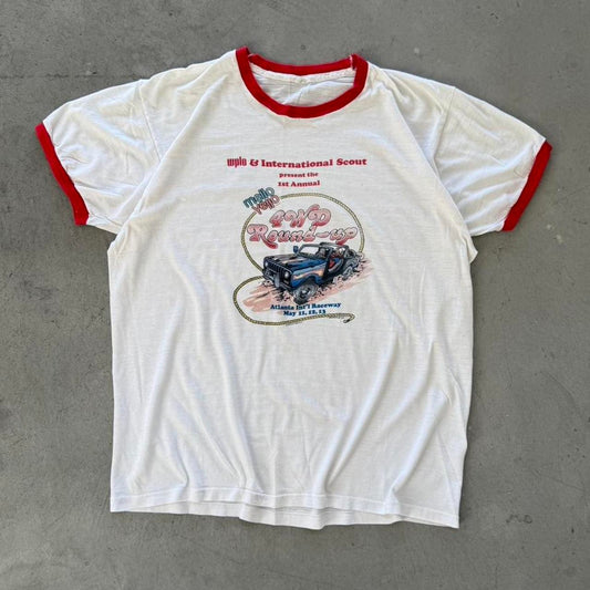 Vintage 1979 Mello Yello 4WD Round Up Off-roading Ringer T-Shirt - Large