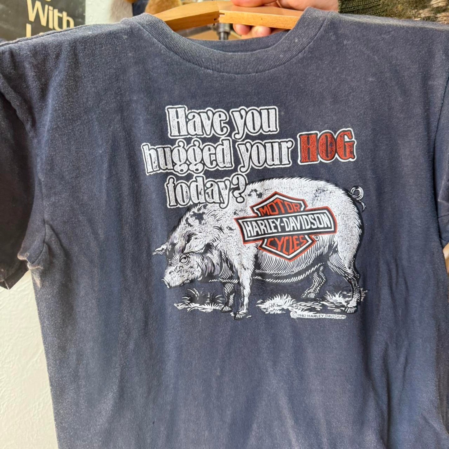 Vintage 80s 3D Emblem Have You Hugged Your Hog Today Stanley Desantis T-Shirt - Medium