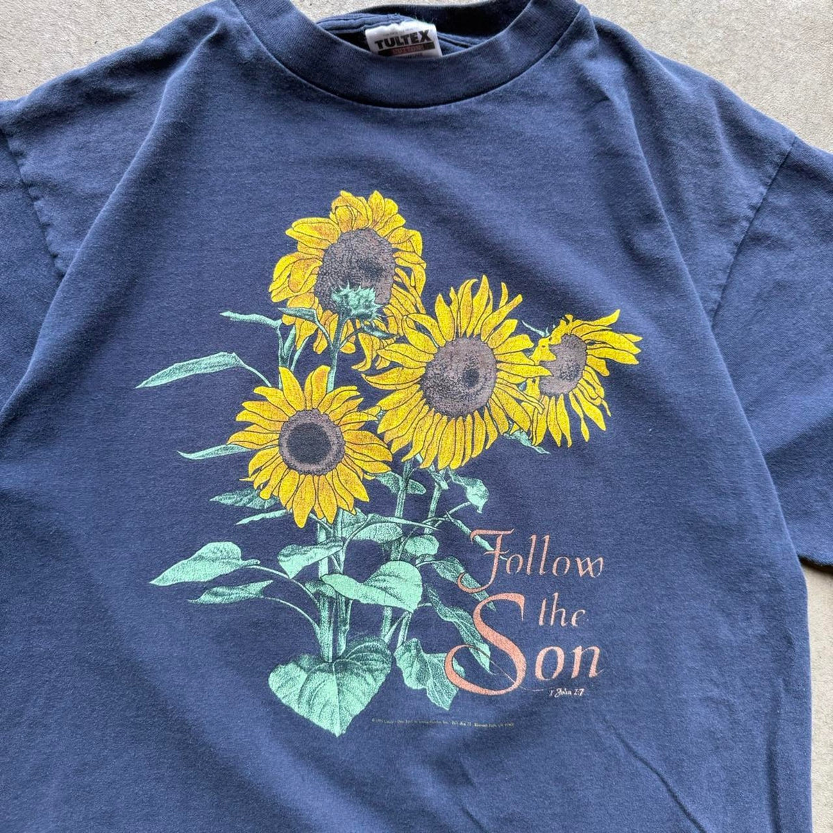 Vintage 90s Follow the Son Sunflower Jesus T-Shirt - Large