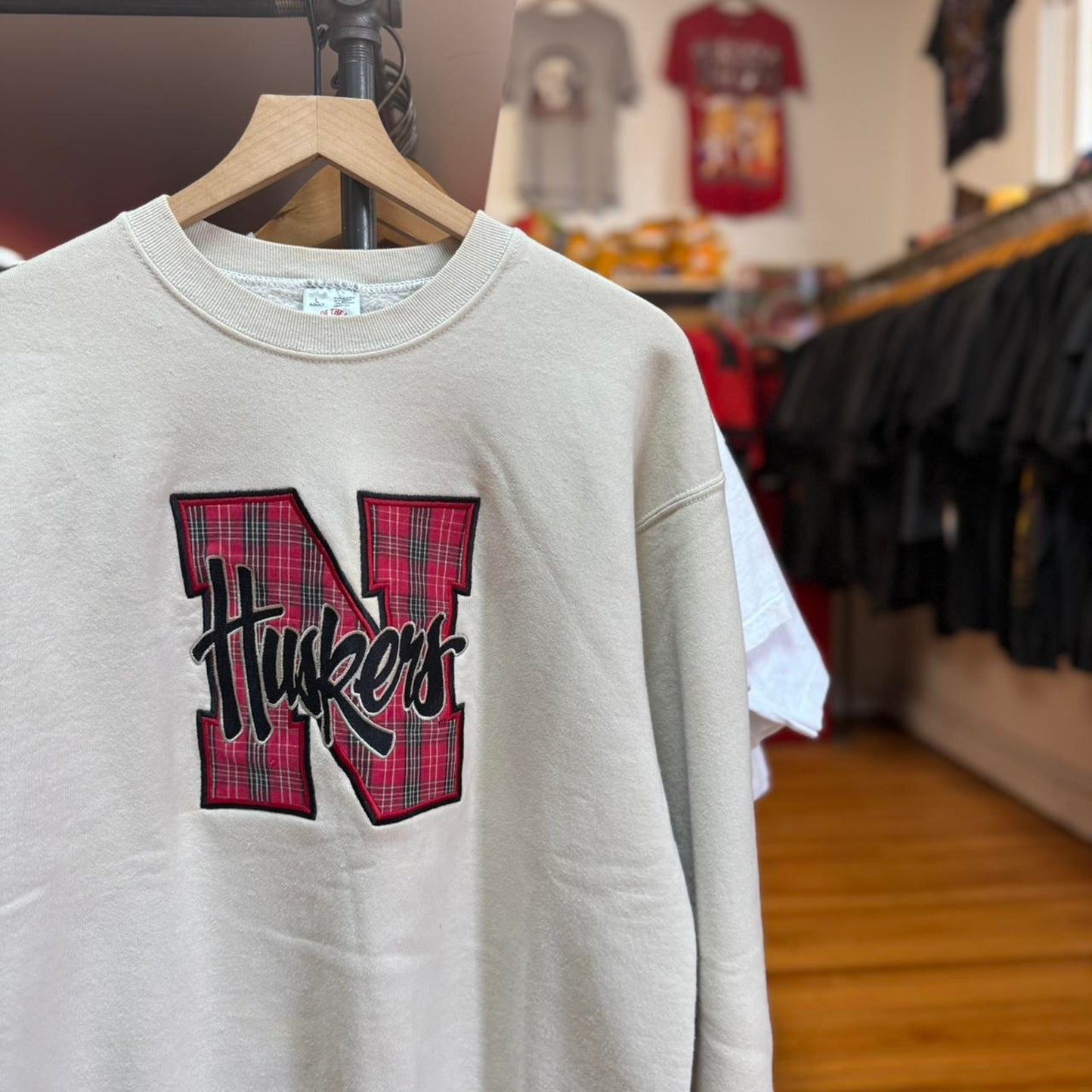 Vintage 90s Nebraska Huskers Plaid N Crewneck