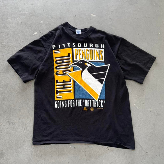 Vintage 90s Pittsburgh Penguins The Goal NHL T-Shirt - Large