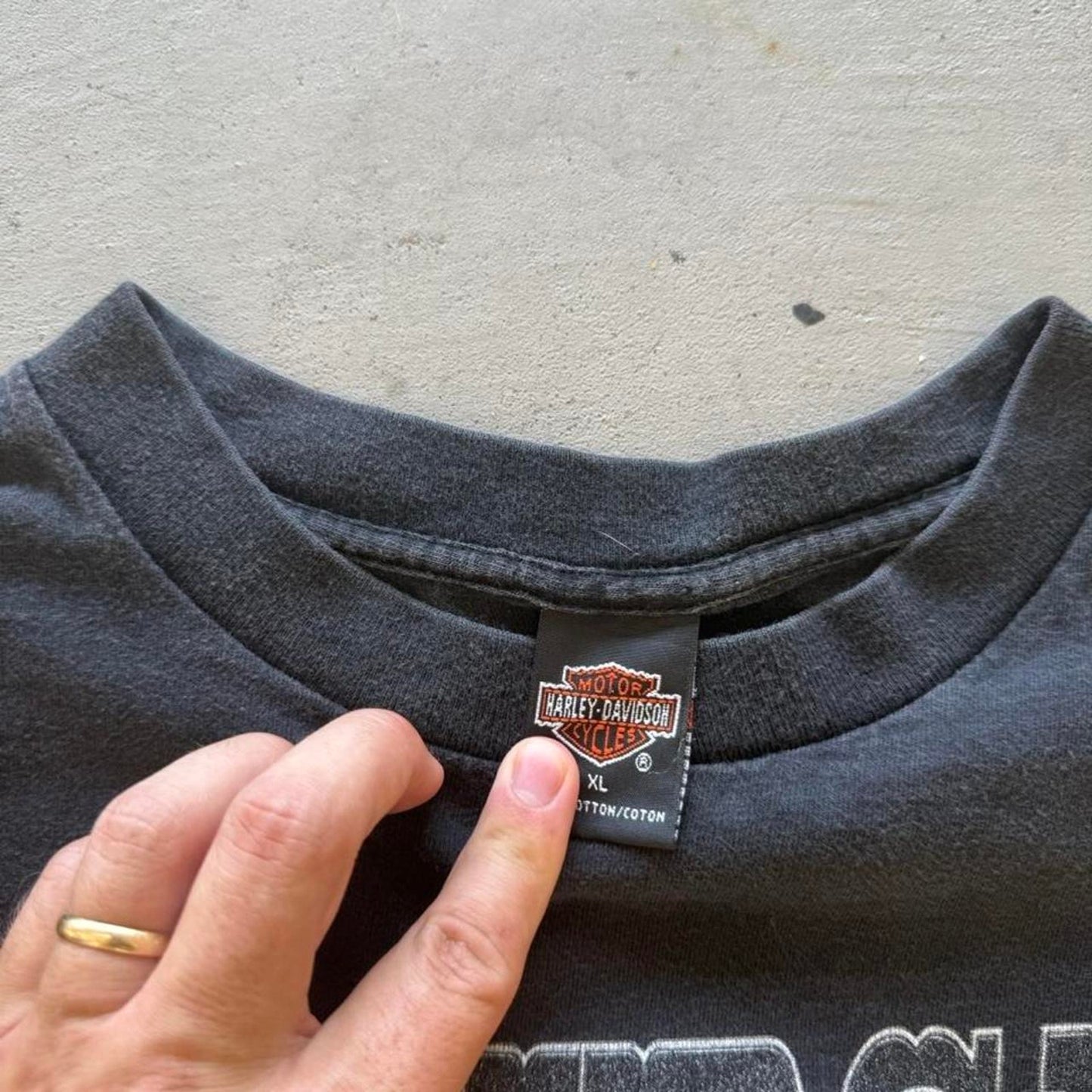 Vintage 90s Harley Davidson Motorcycles Flame Fire Cow Skull T-Shirt - X-Large