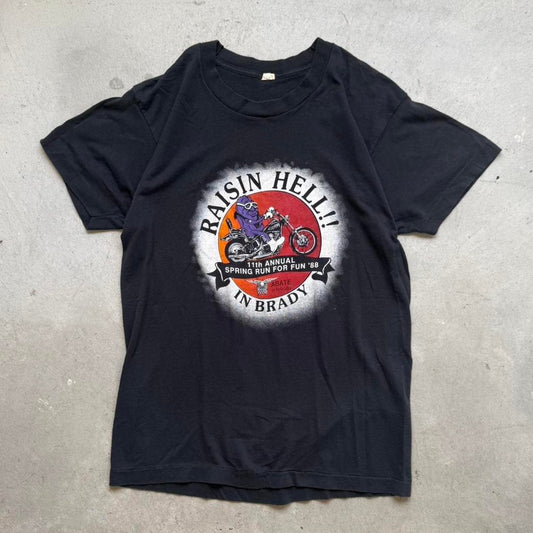 Vintage 1988 Raisin Hell Motorcycle Biker T-Shirt - Large