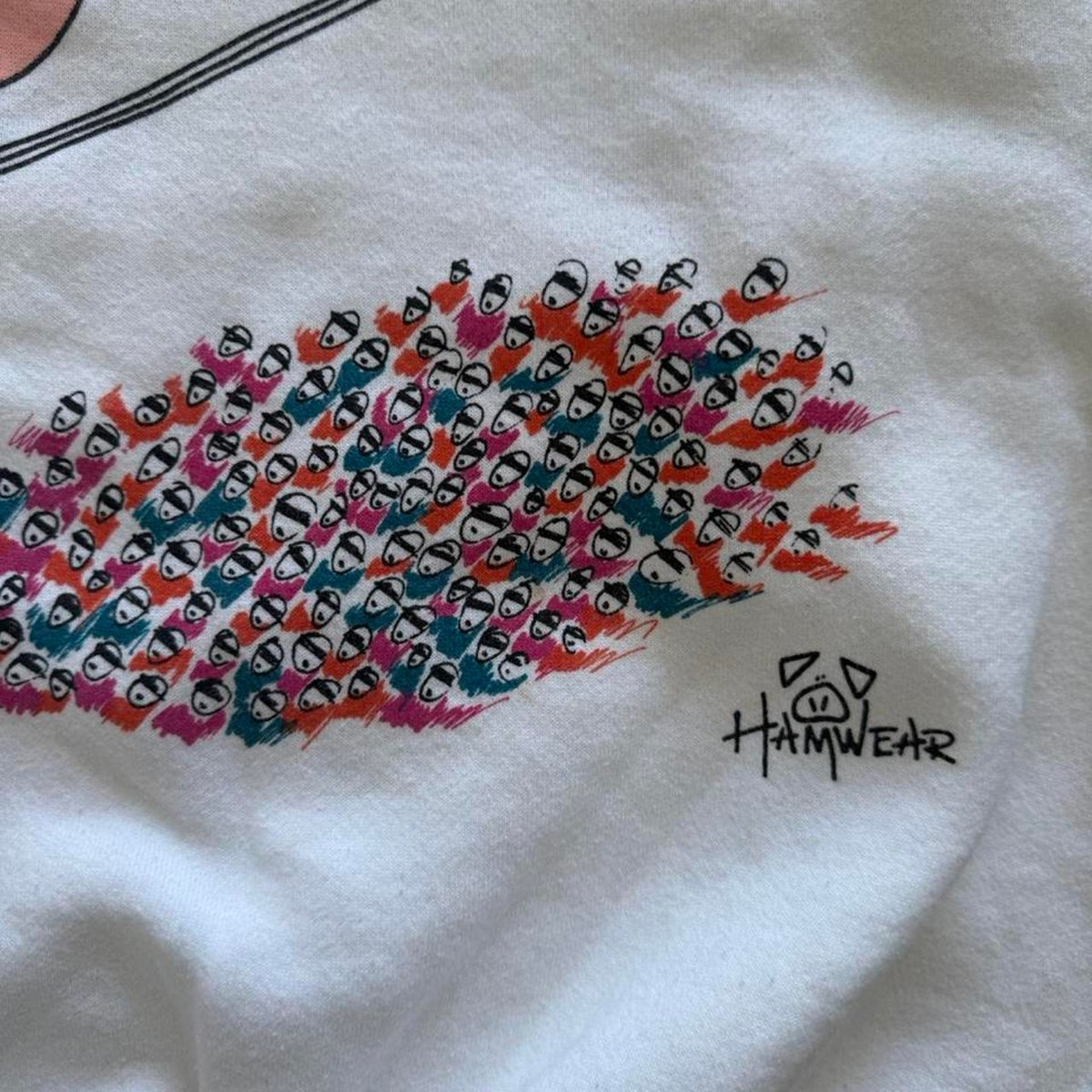 Vintage 90s Skiing Pig Animal Cartoon Crewneck - Large
